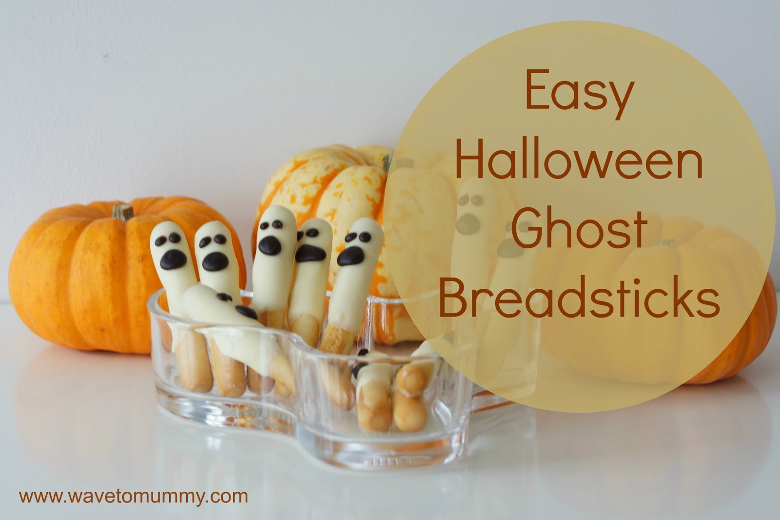Easy White Chocolate Halloween Ghost Breadsticks Wave to Mummy