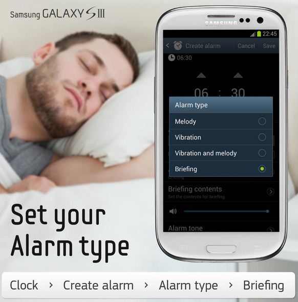 How to set Alarm type in Samsung Galaxy S 3? Picturolisis