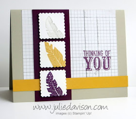 Stampin' Up! Four Feathers Card for Stamp of the Month Club Card Kit #stampinup www.juliedavison.com
