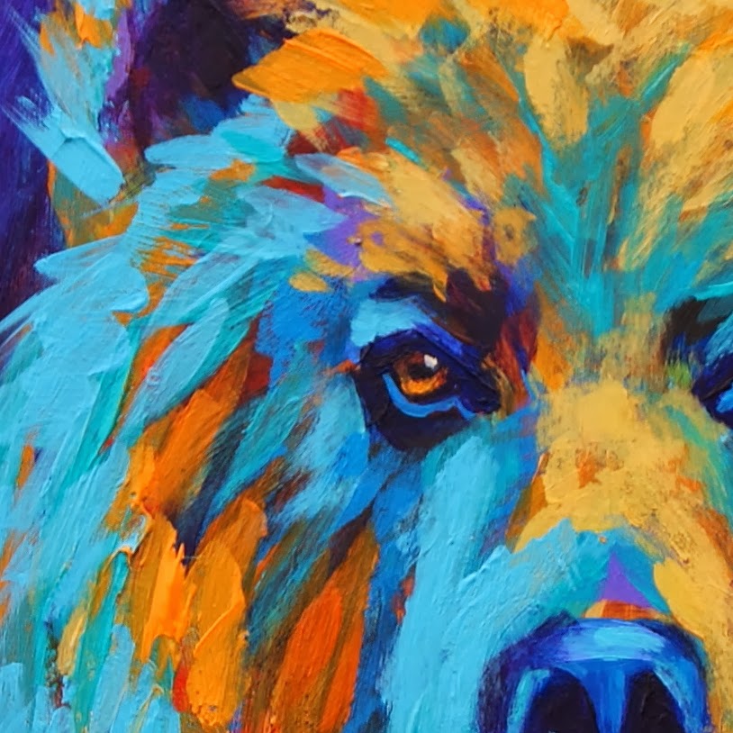 Paintings by Theresa Paden Colorful Grizzly Bear Original Painting by