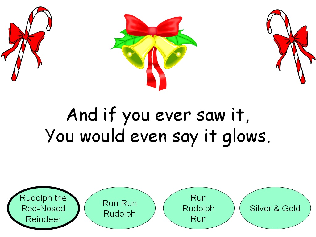 Rudolph nosed Student Survive 2 Thrive: Name the Christmas Song Trivia Game