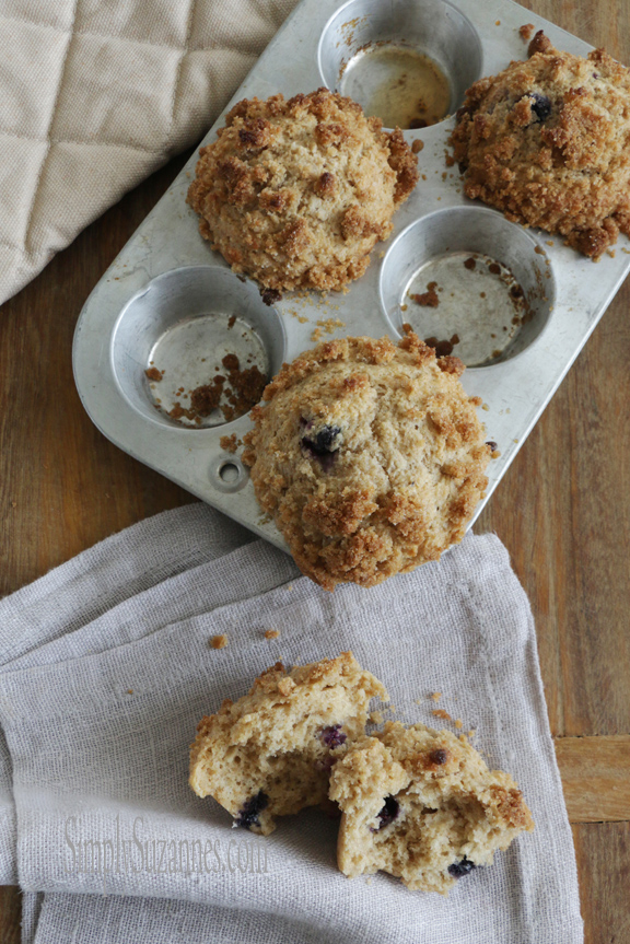 Simply Suzanne's AT HOME wholewheat blueberry muffins