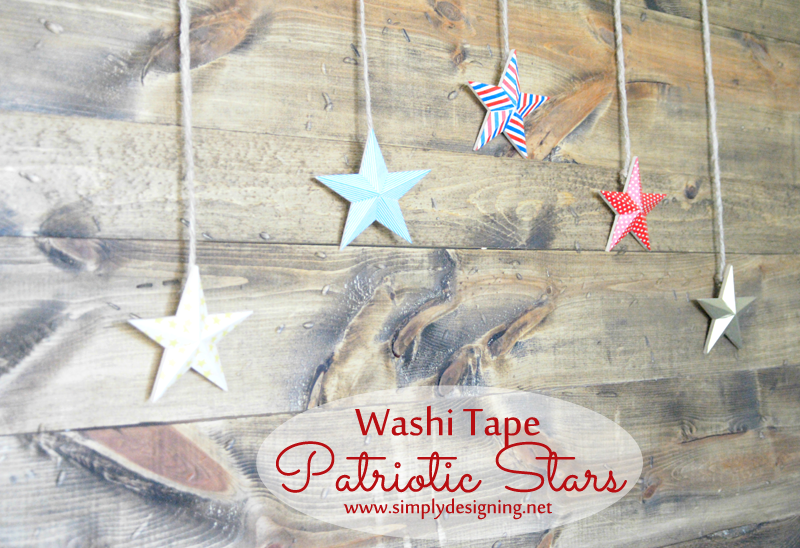 How to Make Washi Tape Patriotic Star Decor ~ such a simple 4th of July craft ~ pinning for later!  | #4thofJuly #memorialday #patriotic #redwhiteblue #washitape