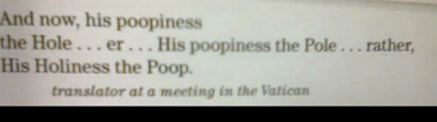 vatican translation error poopiness the hole