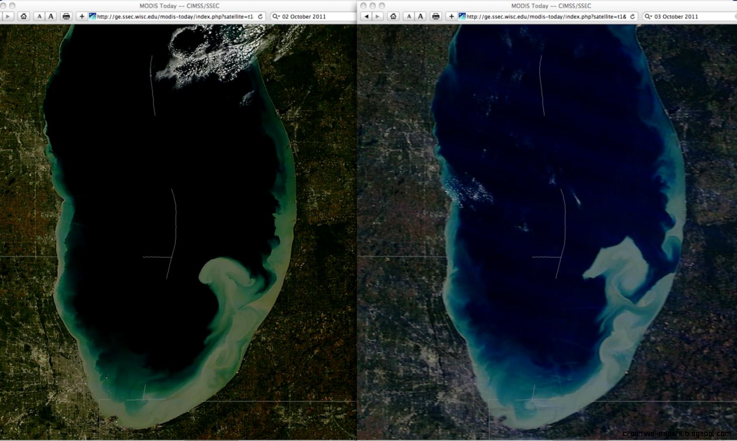 Sediment features in southern Lake Michigan « CIMSS Satellite Blog Sediment features in southern Lake Michigan « CIMSS Satellite Blog