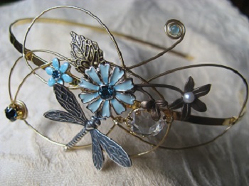Wired Hairband - blue metal flower - S$55