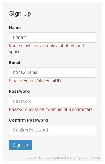 Registration Form Validation Error php-registration-form-validation-error