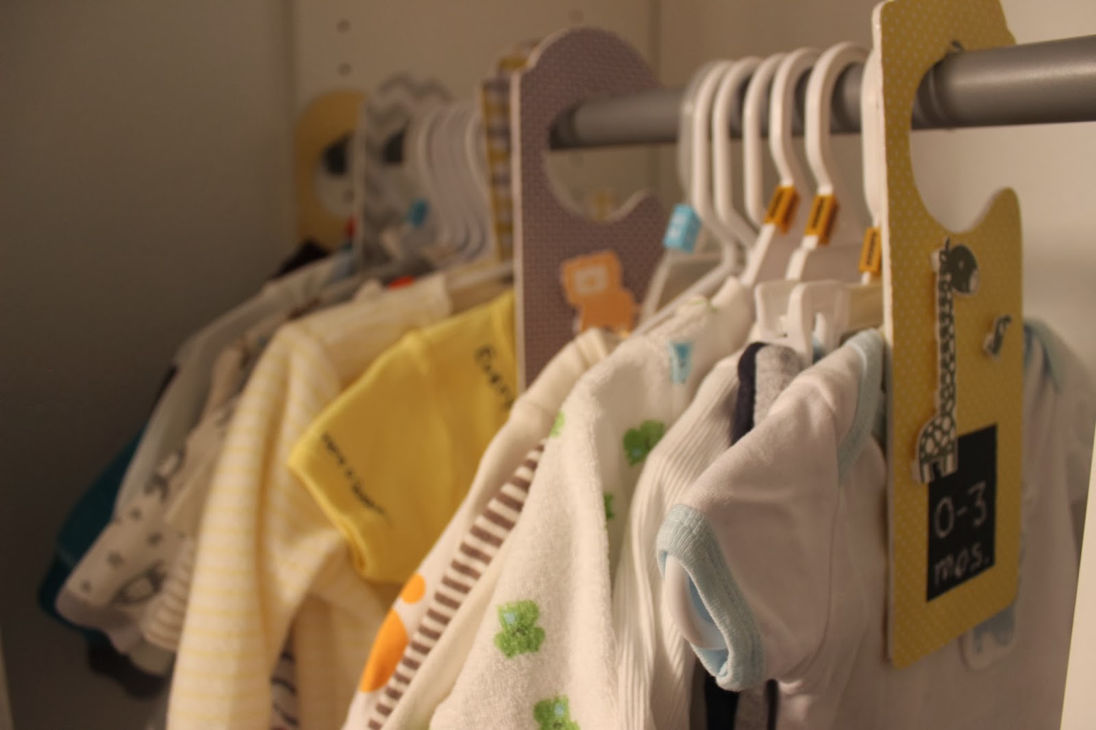 view of closet with clothes and baby closet dividers