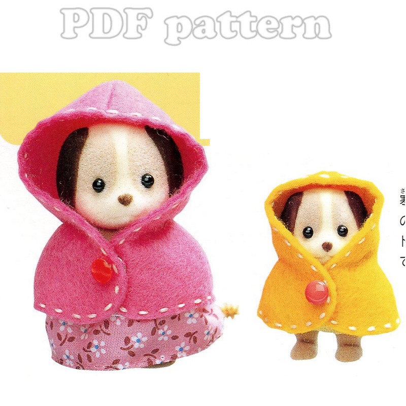 CraftyLine epattern shop Sylvanian Families 2 Sizes Cloak Pattern PDF