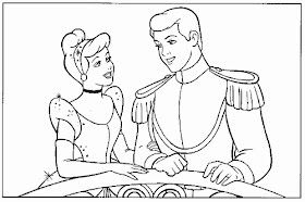 PRINCESS COLORING PAGES: CINDERELLA AND PRINCE COLORING PAGE