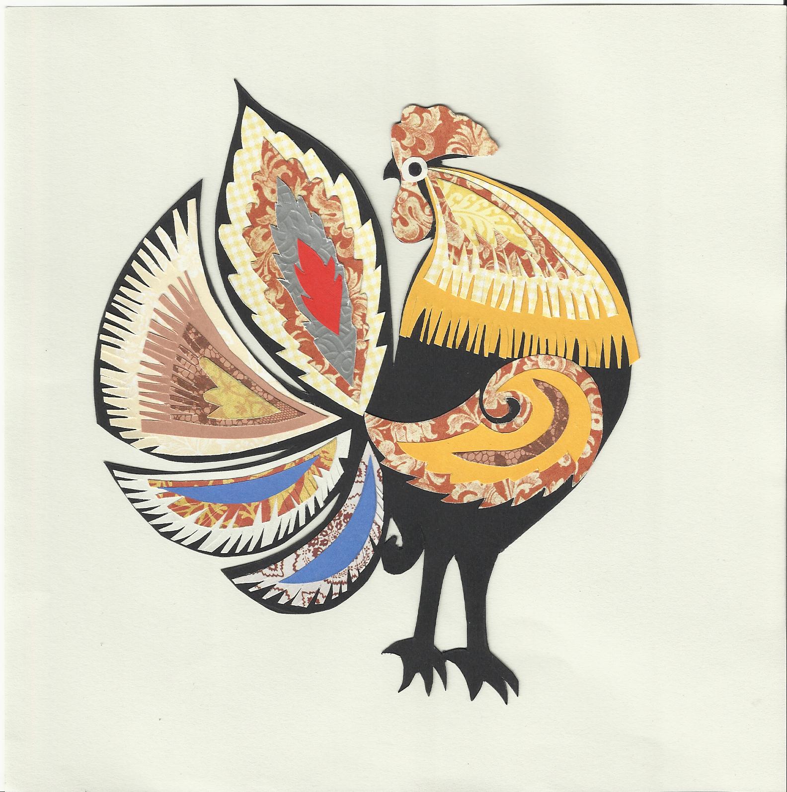 Kites O the Round Gable Polish Folk Art Paper Cut Rooster