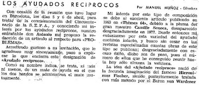 Recorte de un artículo de Manuel Muñoz, desde Ginebra, publicado en Problemas nº 30 – Abril a Junio 1985