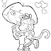 Desenho da Dora Abraçando seu Macaquinho para Colorir