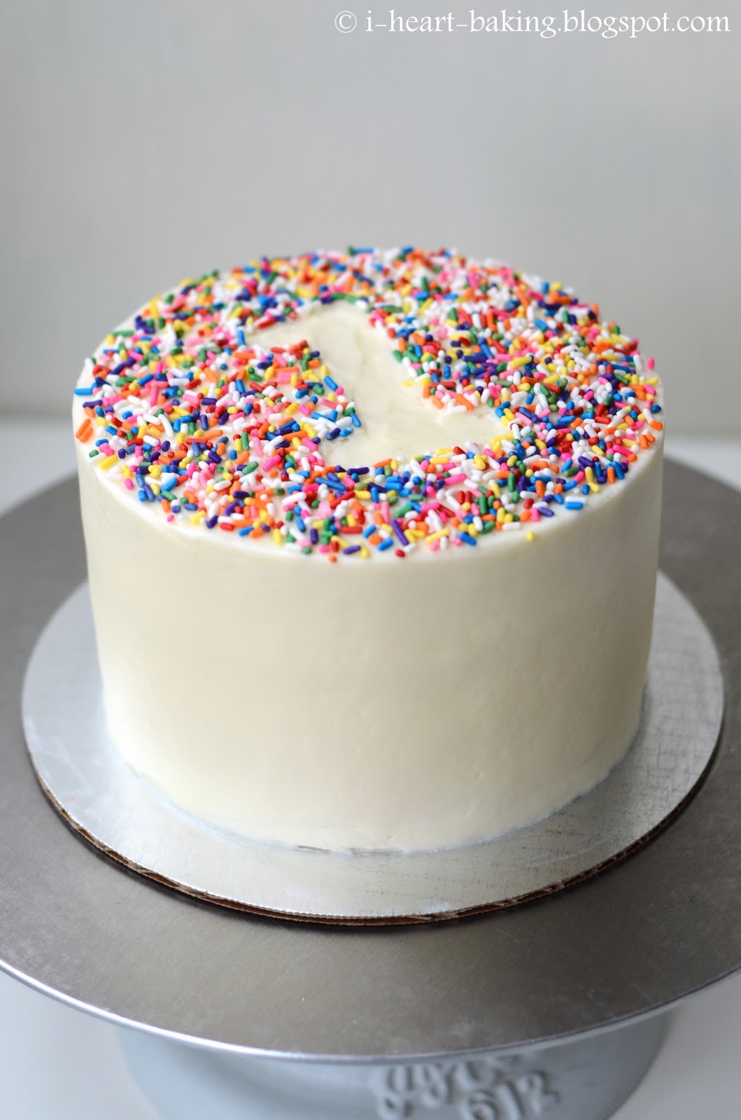i heart baking! rainbow sprinkle first birthday smash cake