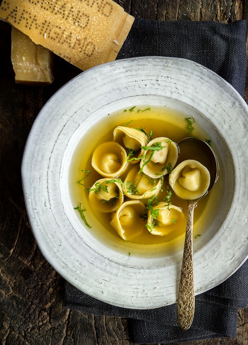Homemade Pasta Cappelletti or 'Little Hats' WILD GREENS & SARDINES