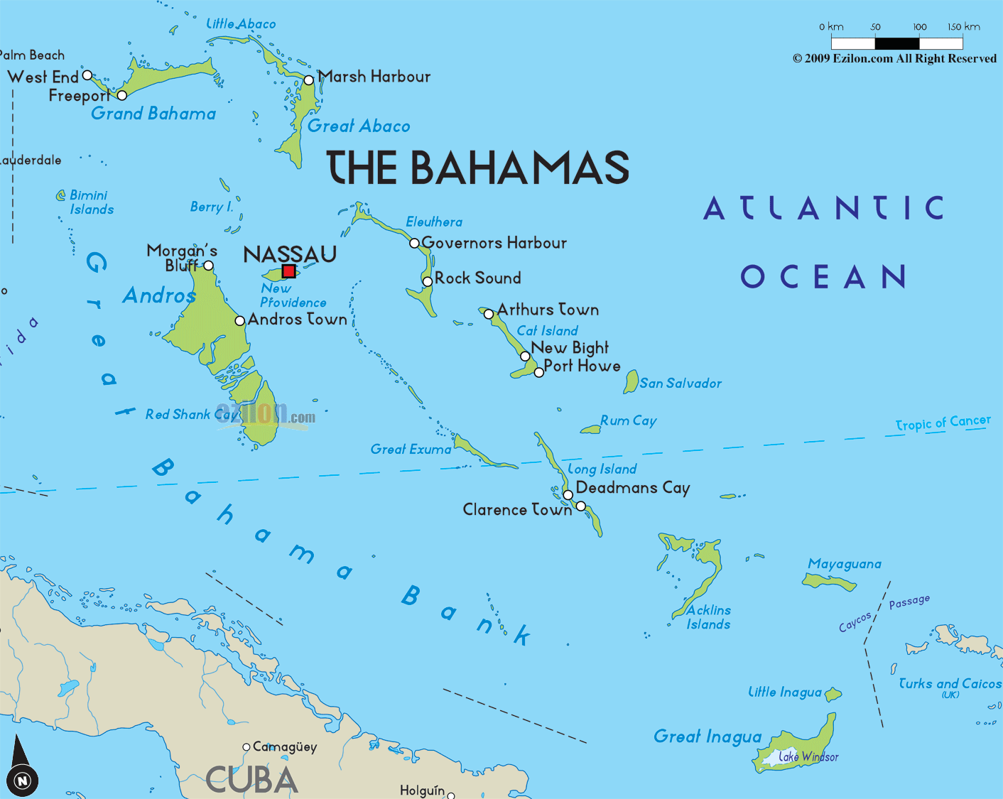 Bahamas Montagne Mappa