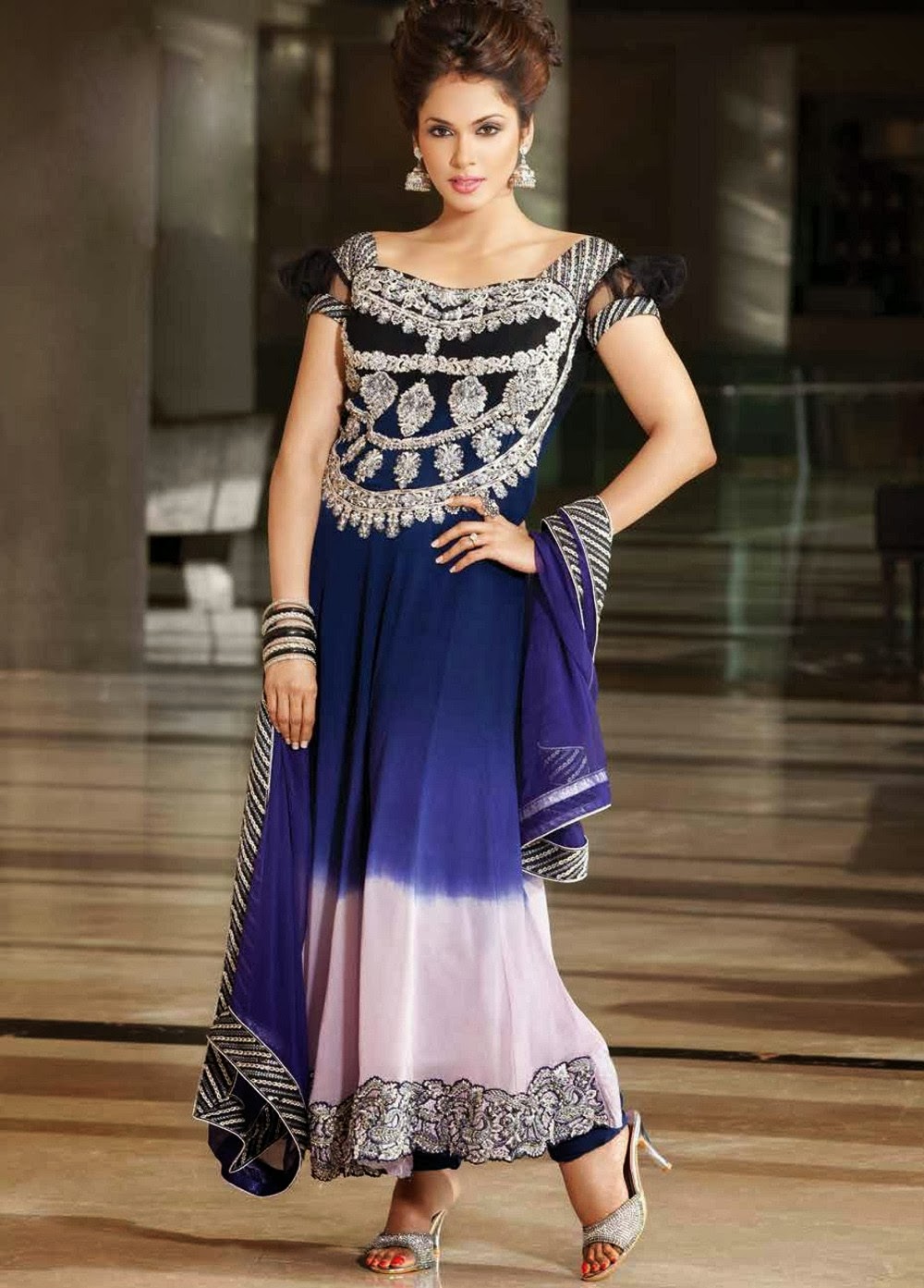 Isha Koppikar in Indian Designer Anarkali Salwar Churidar Suits 2013-14.