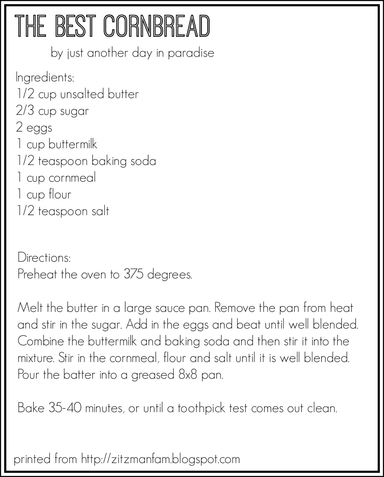 Larissa Another Day The Best Cornbread