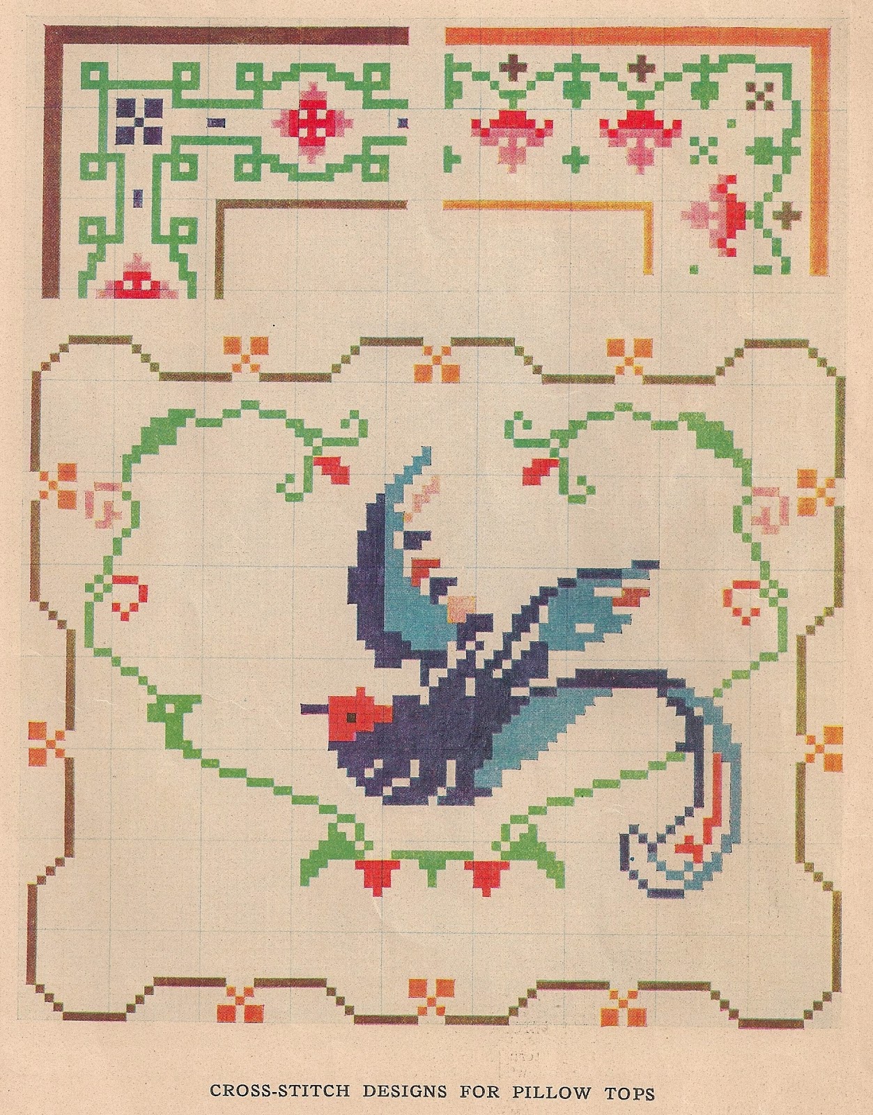 Sentimental Baby Free Vintage Colored Cross Stitch Pattern