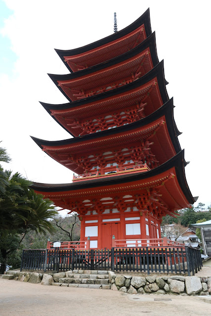5 storied pagoda from the front view at Miyajima Island, outside of Hiroshima city in Japan 5 storied pagoda from the front view at Miyajima Island, outside of Hiroshima city in Japan