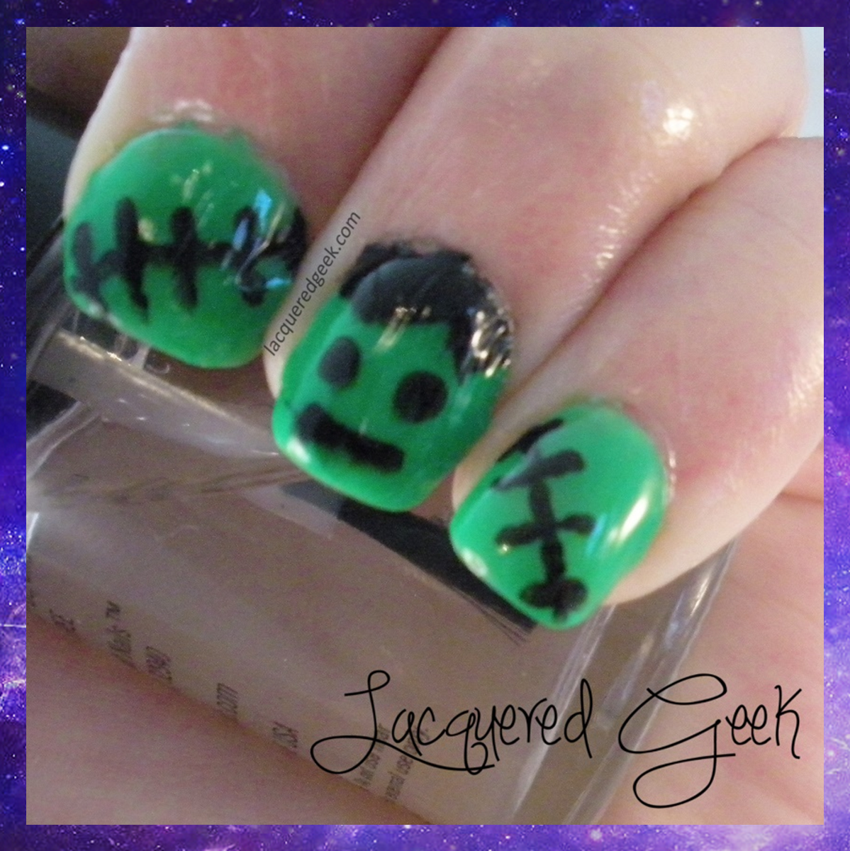 Halloween nail art Frankenstein