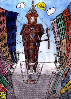 Ilustración del Reloj Turru en Valparaíso