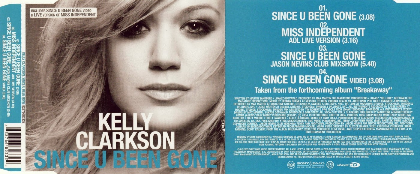 Encartes Pop Single Kelly Clarkson Since U Been Gone