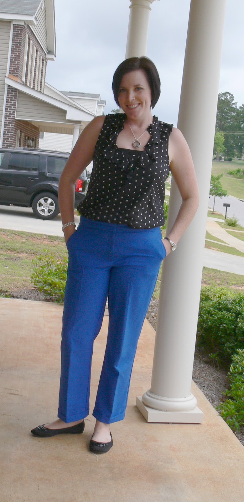My Closet Style 365 Day 26 Cobalt Blue Pants & Polka Dots (again!).