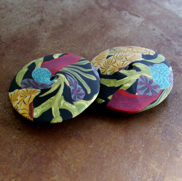Flower disk beads with color palettes and patterns inspired by art