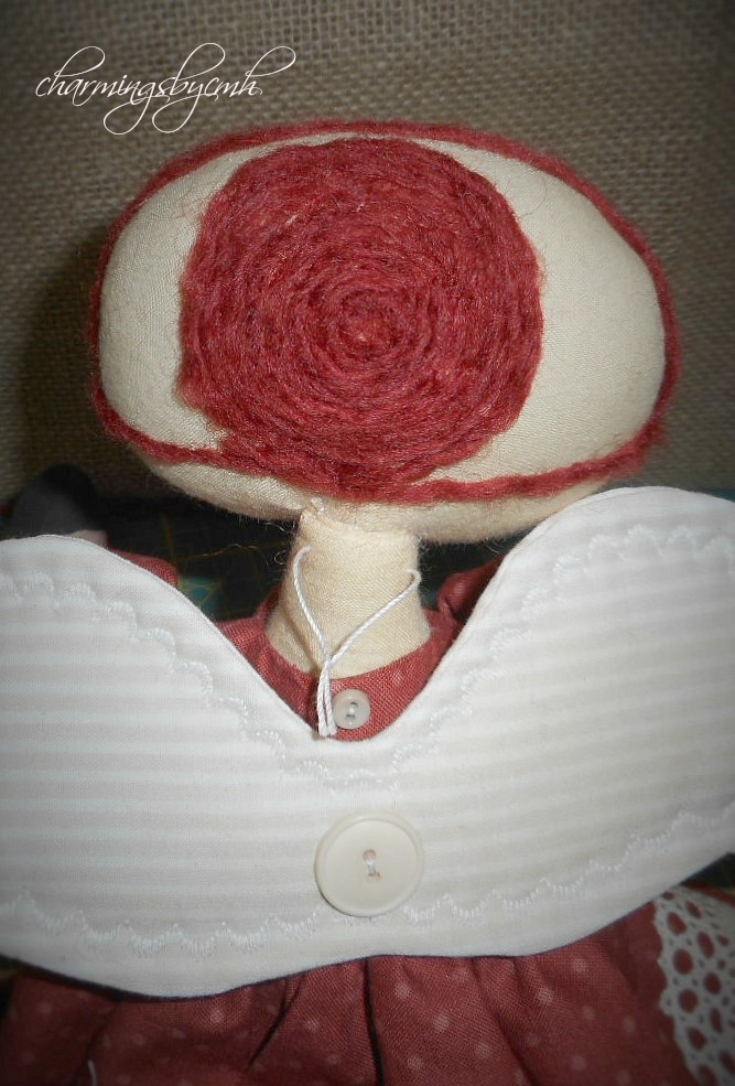 charmingsbycmh Raggedy Ann or Rag Doll Needle Felted and Sewn Hair