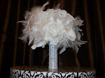 Feather, Rose & Calla lily bouquet with bling!