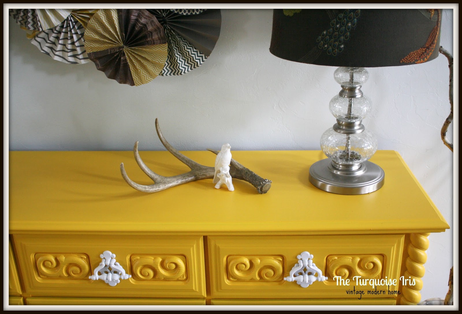 The Turquoise Iris Furniture Art Yellow Vintage Dresser