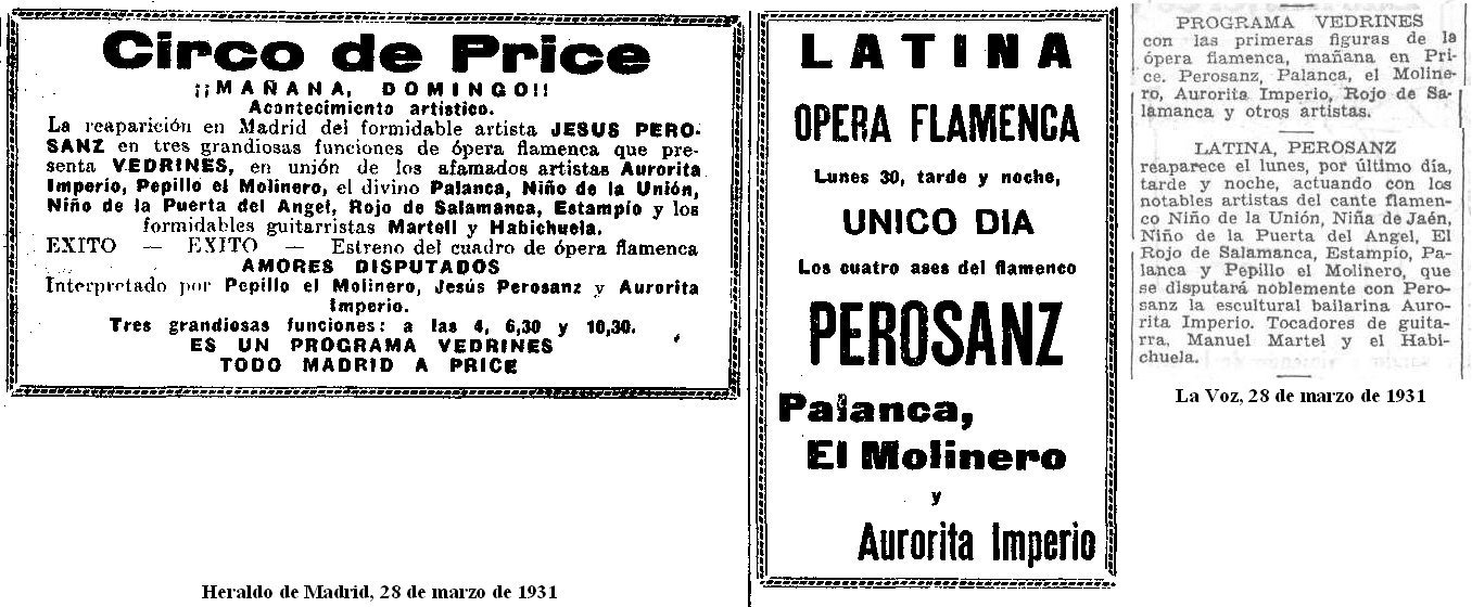 Papeles Flamencos Pepe El Molinero De Angelillo a El León Navarro (1931)