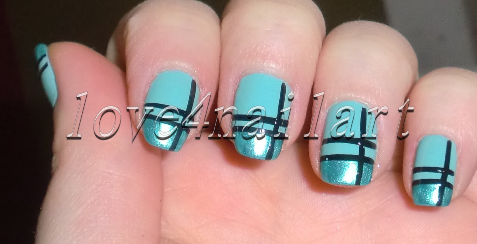 7. Turquoise and Brown Striped Nail Art - wide 1
