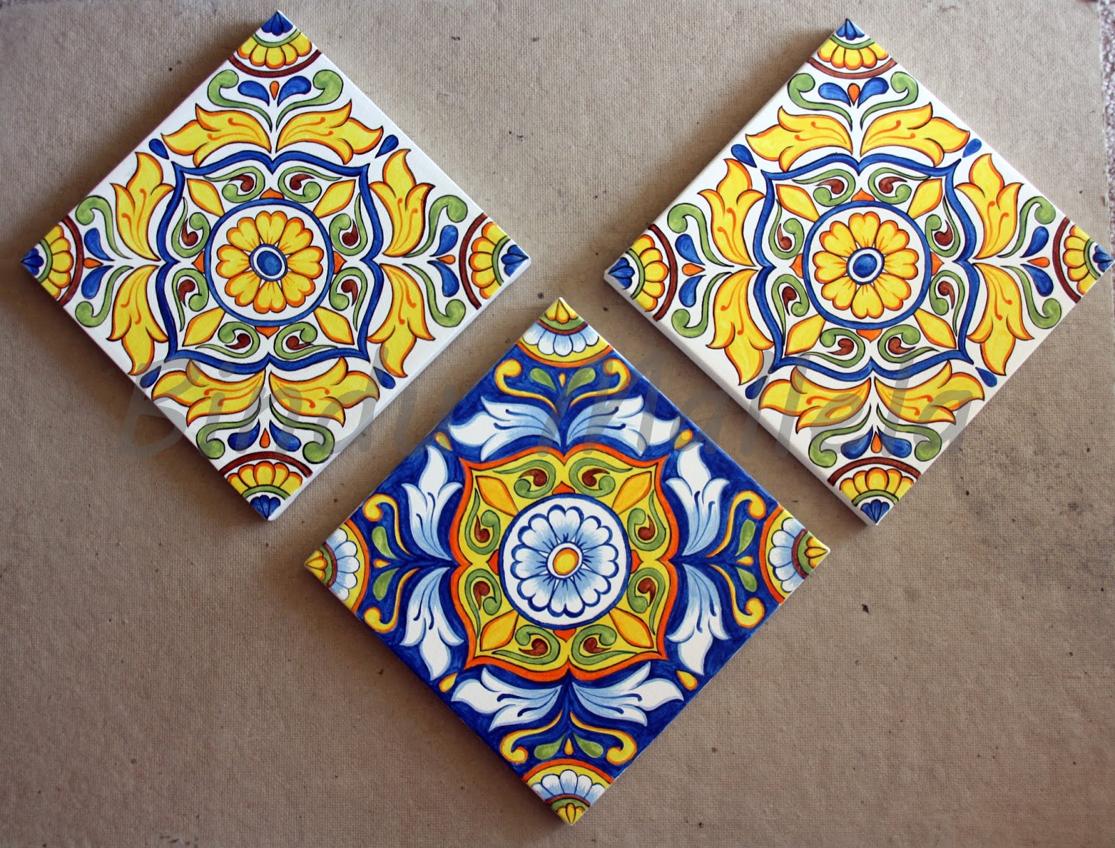 crazy for colors! Ceramic tiles on canvas...