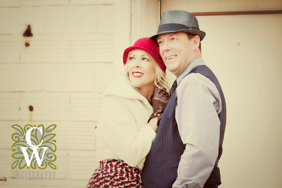 engagement portrait vintage downtown fullerton