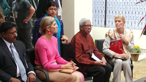 Queen Máxima of The Netherlands visits outside Dhaka the Viyellatex garment factory Viyellatex where she speaks including with the business owners and employees about their experience with loans and other (digital) financial services