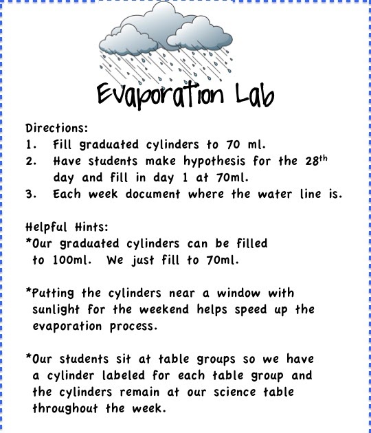 First Grade Fanatics Evaporation Lab