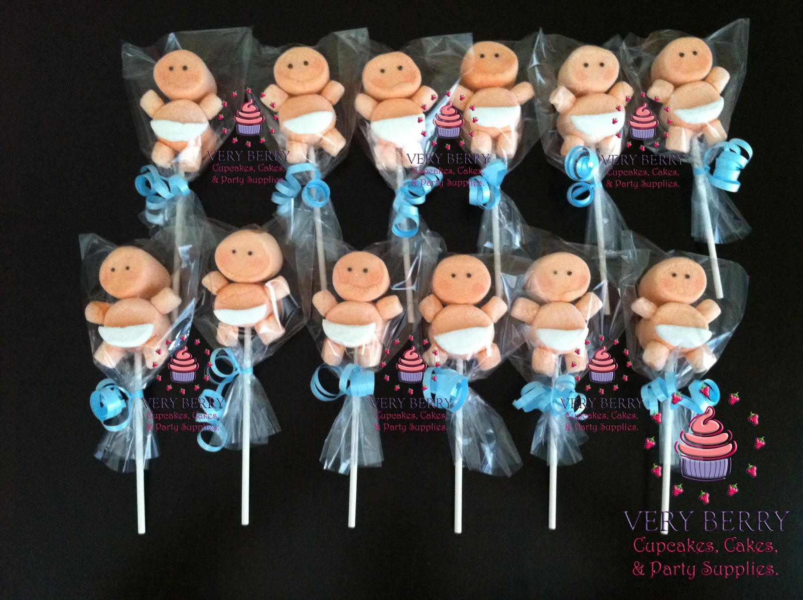 Veryberry Cupcakes BOY BABY SHOWER MARSHMALLOW POP FAVORS
