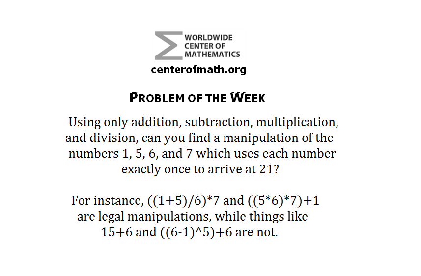 The Center of Math Blog Problem of the Week