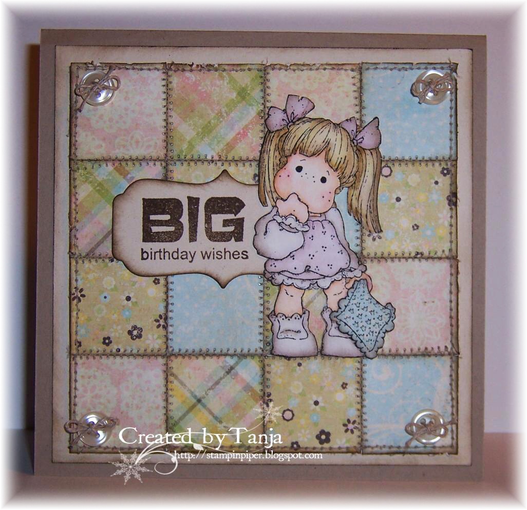 Stampin'Pipers Magnolias: Tilda with Blue Blanket ~ Patchwork