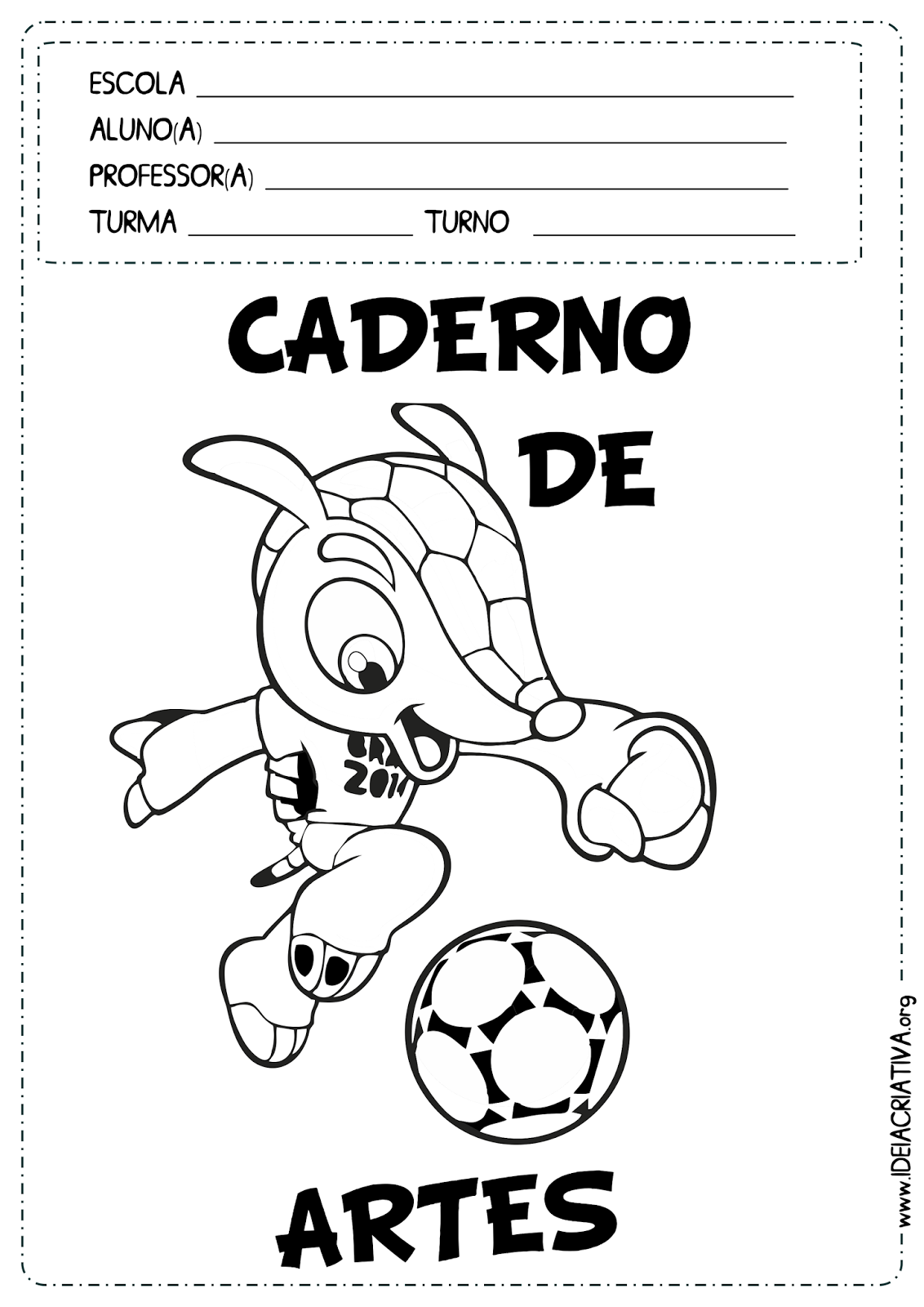 Capas de Caderno Copa do Mundo para Colorir Fundamental I