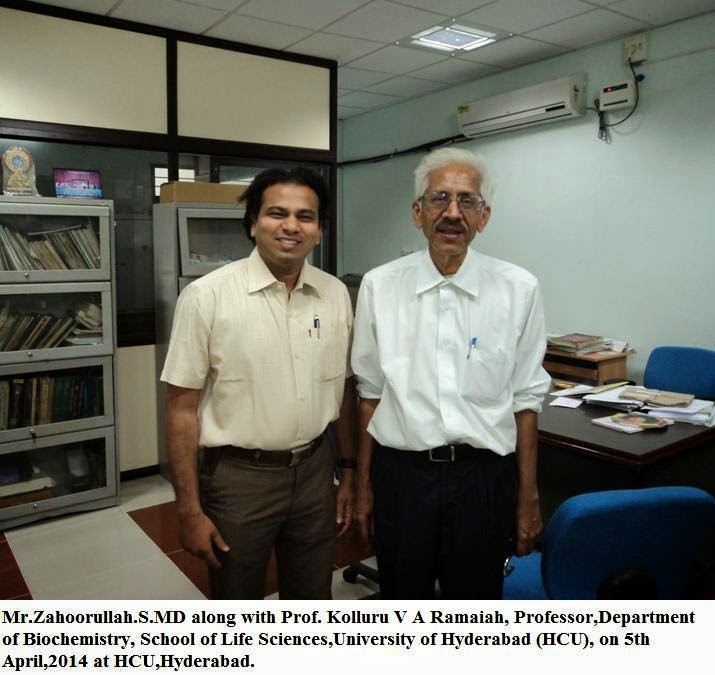 Zahoorullah S MD along with Prof.K.V.A.Ramaiah