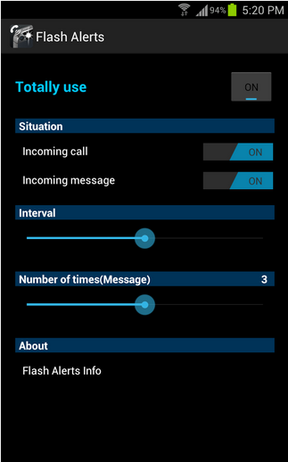 Flash Alerts Aplicación que hace destellear el flash de nuestro dispositivo cuando recibes una llamada.