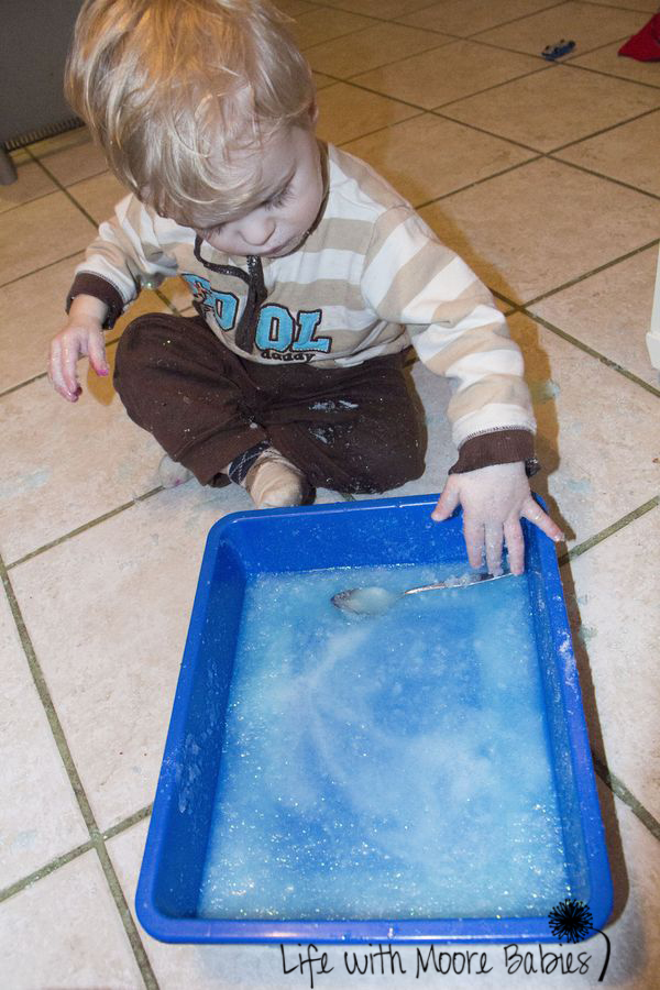 Creating Sensory Snow with the Polymers in Diapers Life with Moore Babies