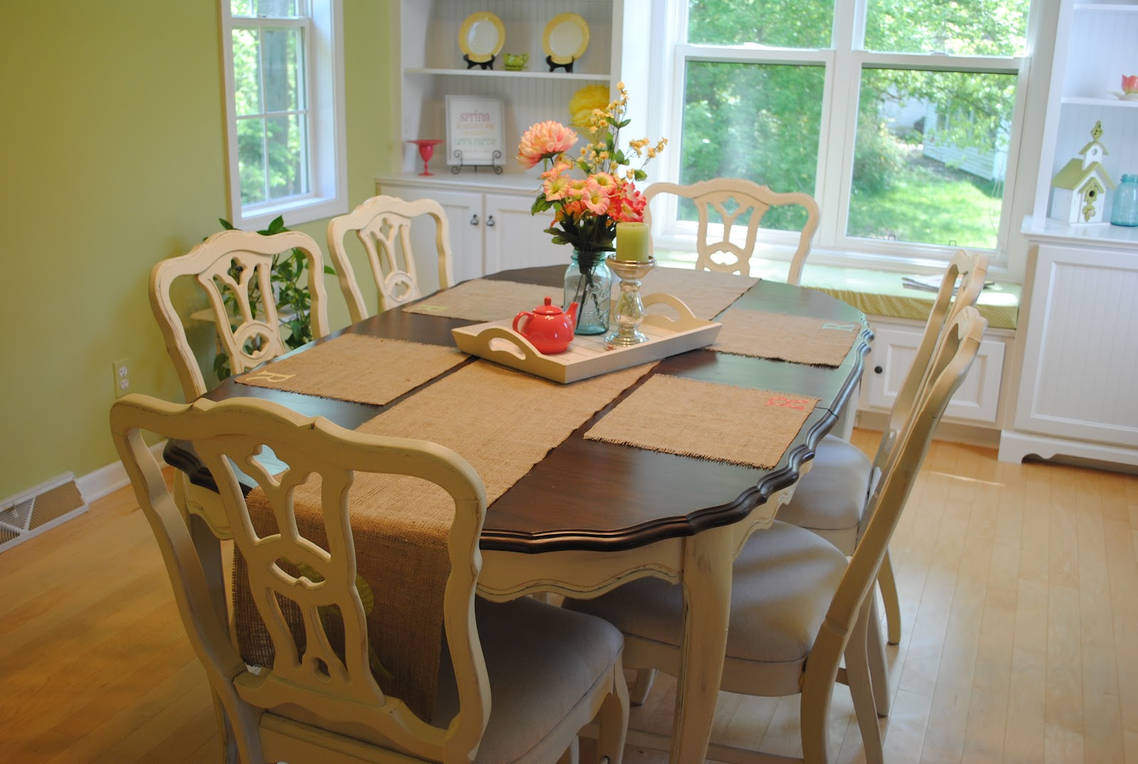 miss pink lemonade Monogrammed Burlap Table Runner & Placemats