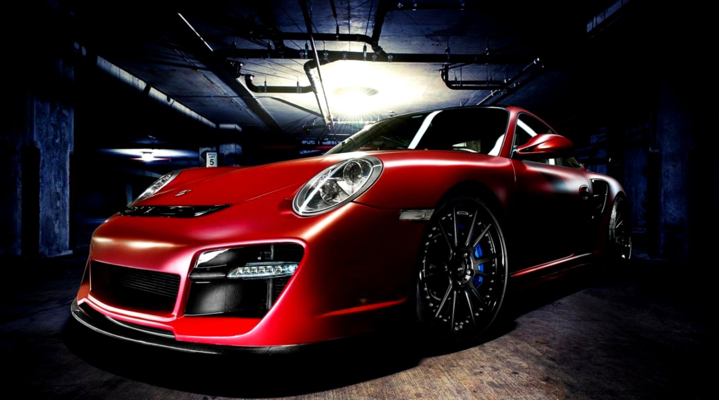 Red cars porsche 911 turbo garage wallpaper  16922
