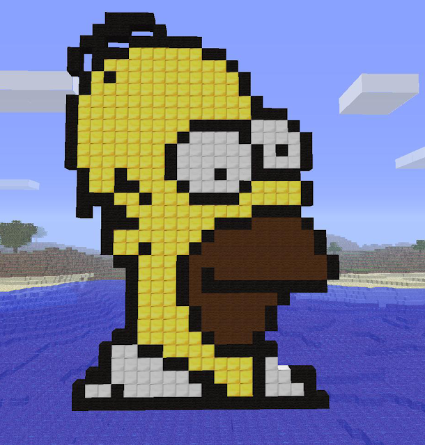 Pixel art in Minecraft of Homer Jay Simpson
