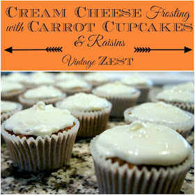 Cream Cheese Frosting with Carrot Cupcakes and Raisins