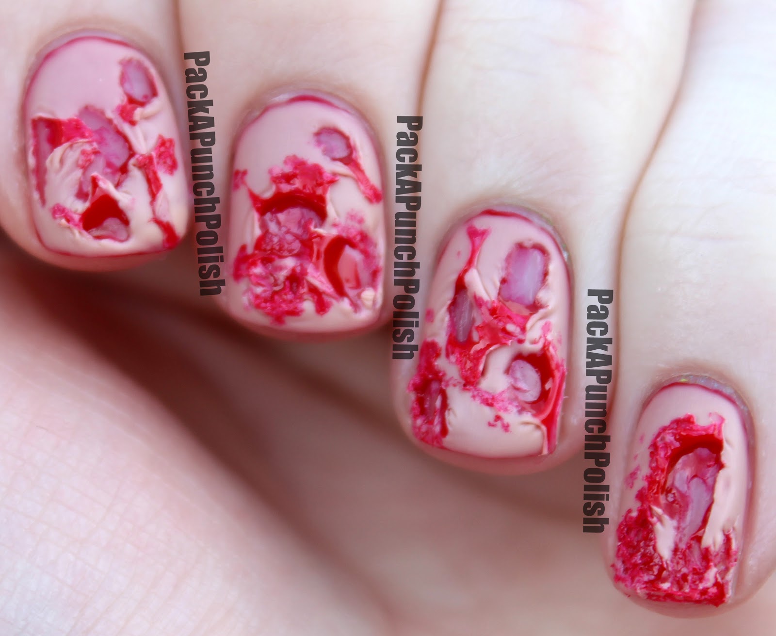 PackAPunchPolish Bloody Ripped Flesh Halloween Nail Art